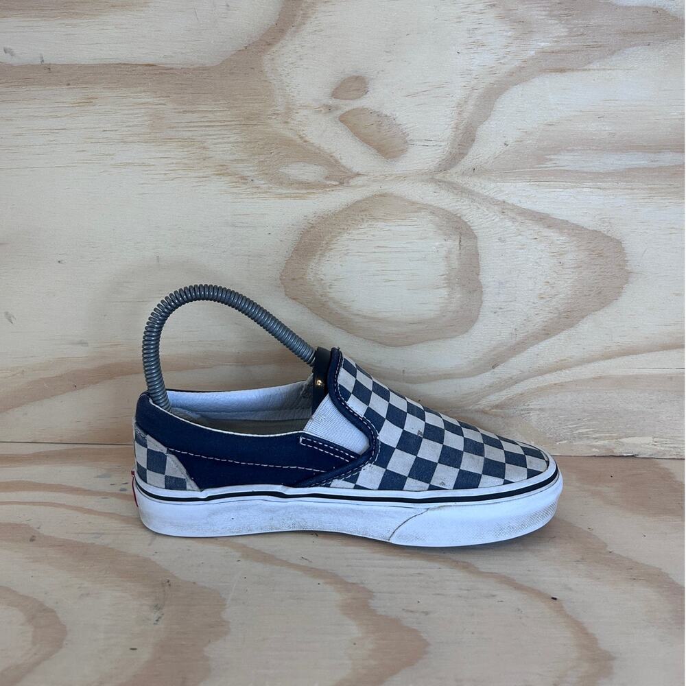 Vans Off The Wall Classic Slip-On Checkeredboard Sneakers Blue/White Women's - 5 - Picture 5 of 9